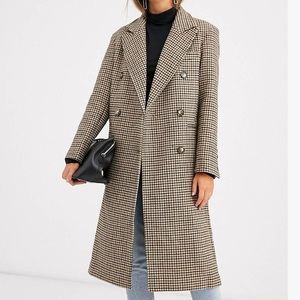 LIKE NEW ASOS Brown Check Dad Coat size US 0